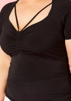 Plus Size Ruched Strappy Front Top -Asoph Sales Shop 2020938 001 4