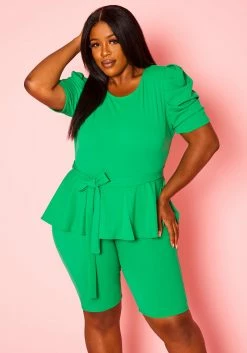 Plus Size Peplum Style Trendy Romper