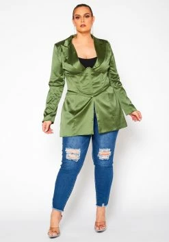 Plus Size Satin Blazer & Corset Set -Asoph Sales Shop 2020957 002 2