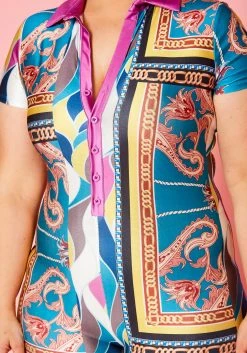 Plus Size Multi Summer Print Collar Romper -Asoph Sales Shop 2020958 001 4