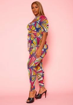 Plus Size Abstract Print Cut Out Jumpsuit -Asoph Sales Shop 2020967 001 2