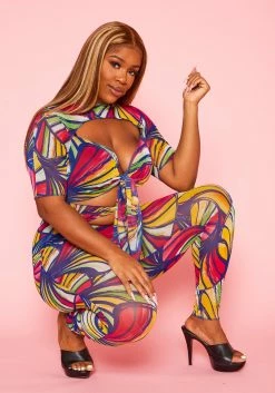 Plus Size Abstract Print Cut Out Jumpsuit -Asoph Sales Shop 2020967 001 5