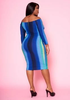 Plus Size Gradient Print Tie Front Bodycon Dress -Asoph Sales Shop 2020972 002 4