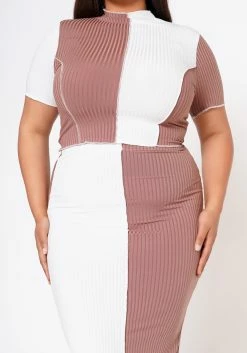 Plus Size Color Block Crop Top & Skirt Set -Asoph Sales Shop 2020974 003 4