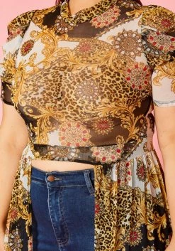 Plus Size Multi Animal Print Chiffon High Low Top -Asoph Sales Shop 2020980 001 5