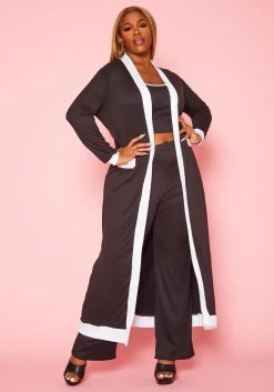 Plus Size Color Trim Three Piece Set