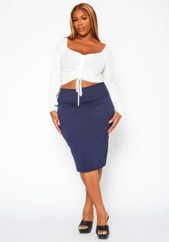 Asoph Plus Size High Waist Pencil Skirt