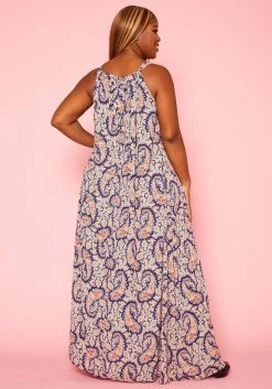 Plus Size Paisley Print Maxi Flare Dress -Asoph Sales Shop 2020989 001 4