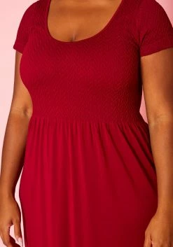 Plus Size Smocked Seamless Fit & Flare Maxi Dress -Asoph Sales Shop 2020996 003 4