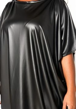 Plus Size Faux Leather Oversized Shirt Dress -Asoph Sales Shop 2021004 001 2