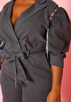 Plus Size Glitter Lace Up Denim Romper 11 Plus Size Glitter Lace Up Denim Romper -Asoph Sales Shop 2021008 001 5