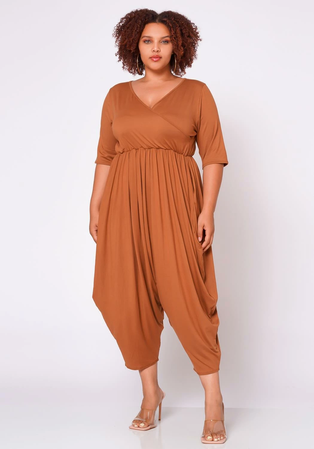 Plus Size Short Sleeve Harem Jumpsuit 2 Plus Size Short Sleeve Harem Jumpsuit - Image 2