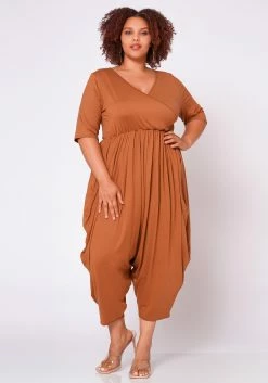 Plus Size Short Sleeve Harem Jumpsuit 8 Plus Size Short Sleeve Harem Jumpsuit -Asoph Sales Shop 2021019 001 3