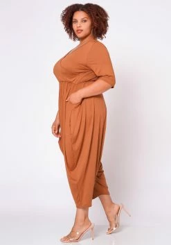 Plus Size Short Sleeve Harem Jumpsuit 9 Plus Size Short Sleeve Harem Jumpsuit -Asoph Sales Shop 2021019 001 4