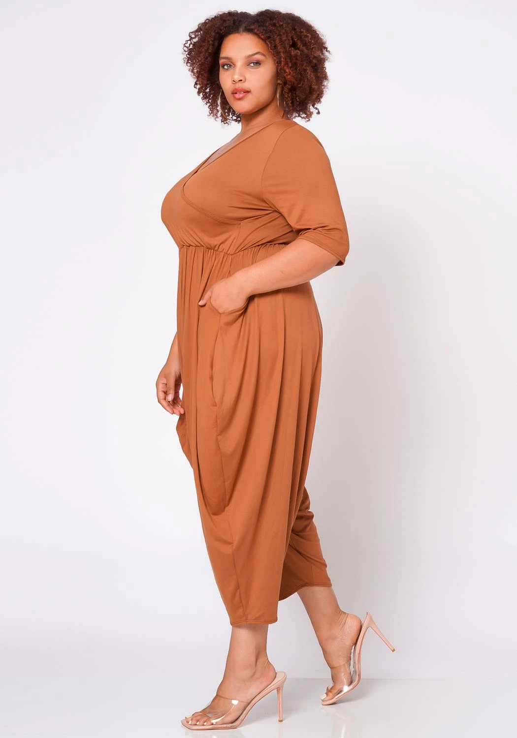Plus Size Short Sleeve Harem Jumpsuit 4 Plus Size Short Sleeve Harem Jumpsuit - Image 4