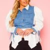 Plus Size Denim Contrast Flare Top