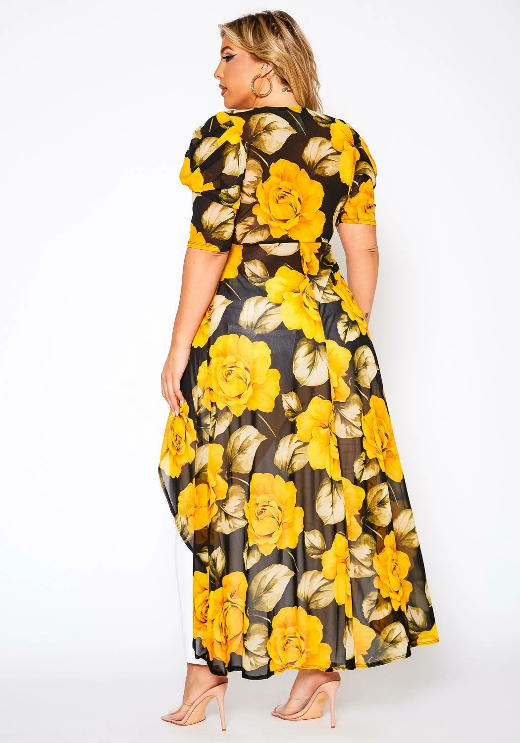 Plus Size Floral Pattern High Low Blouse 5 Plus Size Floral Pattern High Low Blouse - Image 5