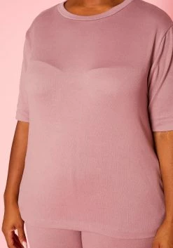 Plus Size Knit Half Sleeve Top And Jogger Pants Set -Asoph Sales Shop 2021040 002 5