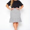 Plus Size Plaid Print Ruffle Flare Skirt