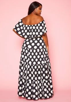 Plus Size Polka Dot Print Flare Maxi Dress -Asoph Sales Shop 2021055 001 3