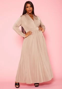 Plus Size Double Slit Flare Maxi Dress