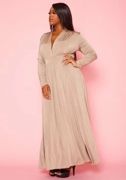 Plus Size Double Slit Flare Maxi Dress -Asoph Sales Shop 2021056 001 2