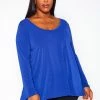Plus Size V Neck Long Sleeve Top