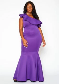 Plus Size One Shoulder Mermaid Maxi Dress -Asoph Sales Shop 2021065 001 1