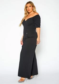 Plus Size Off Shoulder Button Down Jumpsuit -Asoph Sales Shop 2021070 002 3