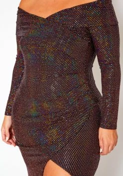 Plus Size Sequin Off Shoulder Midi Dress -Asoph Sales Shop 2021091 001 5