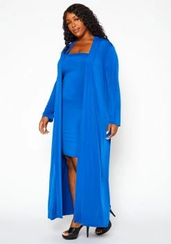 Plus Size Solid Tube Dress & Duster Cardigan Set -Asoph Sales Shop 2021100 001 3