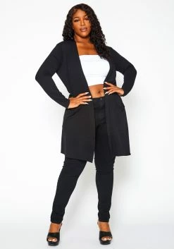 Plus Size Long Sleeve Slouchy Open Cardigan