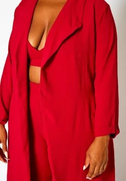 Plus Size Halter Crop Top & Duster Three Piece Set -Asoph Sales Shop 2021114 002 5