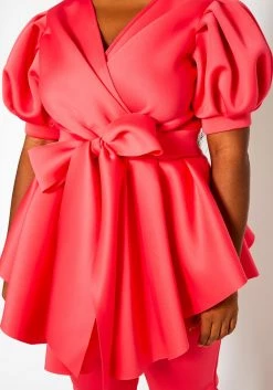 Plus Size Asymmetric Flare Hem Top & Pants Set -Asoph Sales Shop 2021122 003 6