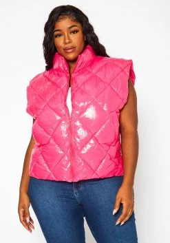 Plus Size PU Faux Leather Puffer Vest -Asoph Sales Shop 2021127 003 2