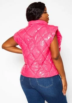 Plus Size PU Faux Leather Puffer Vest -Asoph Sales Shop 2021127 003 4