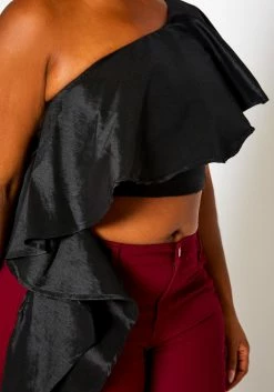 Plus Size Asymmetric Hem One Sleeve Crop Top 12 Plus Size Asymmetric Hem One Sleeve Crop Top -Asoph Sales Shop 2021131 001 5