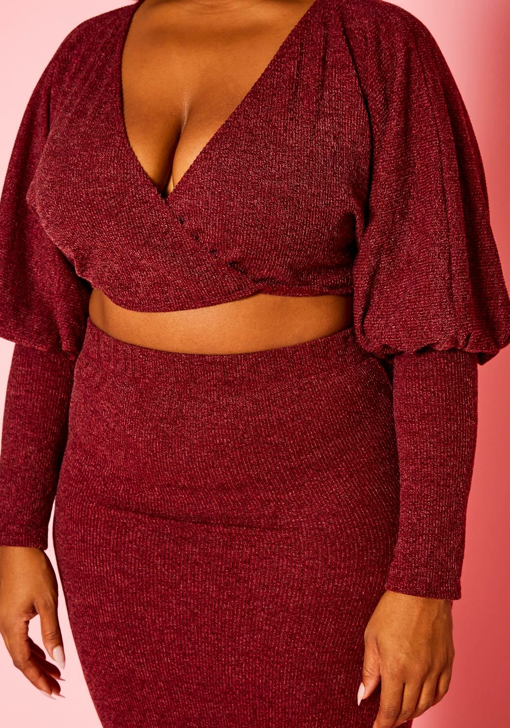 Plus Size Ribbed Knit Crop Top & Skirt Set 5 Plus Size Ribbed Knit Crop Top & Skirt Set - Image 5