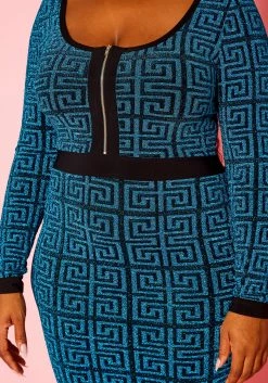 Plus Size Shimmer Greek Key Print Bodycon Dress 11 Plus Size Shimmer Greek Key Print Bodycon Dress -Asoph Sales Shop 2021134 001 5
