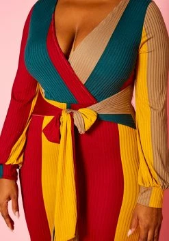 Plus Size Color Block Long Sleeve Jumpsuit -Asoph Sales Shop 2021136 001 4