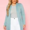 Plus Size Solid Open Front Cardigan