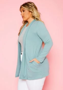 Plus Size Solid Open Front Cardigan -Asoph Sales Shop 2021143 104 3