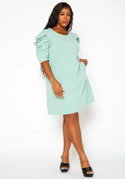 Plus Size Ruffle Short Sleeve Dress
