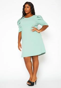 Plus Size Ruffle Short Sleeve Dress -Asoph Sales Shop 2021144 004 2
