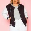 Plus Size Varsity Bomber Jacket