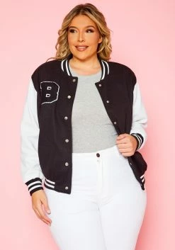 Plus Size Varsity Bomber Jacket -Asoph Sales Shop 2021148 001 2