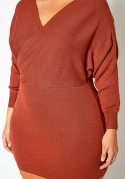 Plus Size Ribbed Knit Dolman Sleeve Mini Dress -Asoph Sales Shop 2021158 002 5