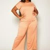 Plus Size Casual T Shirt & Flare Pants Set