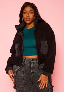 Plus Size Faux Fur High Neck Jacket -Asoph Sales Shop 2021186 001 1