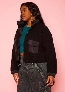 Plus Size Faux Fur High Neck Jacket -Asoph Sales Shop 2021186 001 2